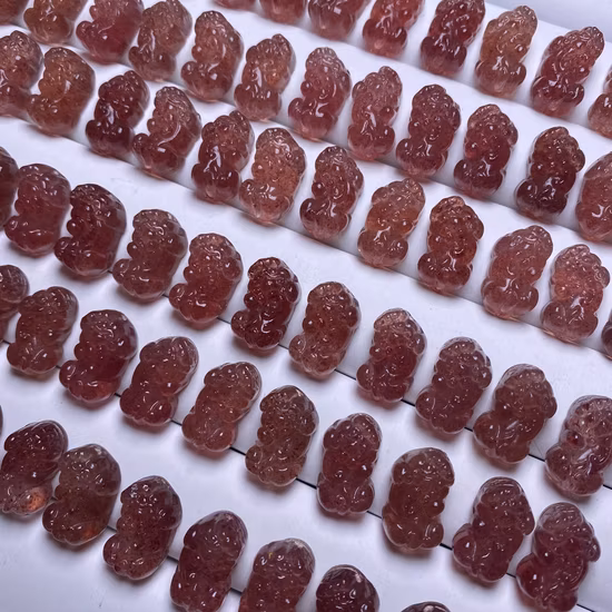 Perline di pietre preziose Pixiu al quarzo fragola naturale per il design del tuo braccialetto